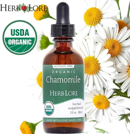 Herb Lore Organic Chamomile Tincture - Liquid Chamomile Drops for Babies & Adults - Melatonin-Free Sleep Supplement (2 fl oz)
