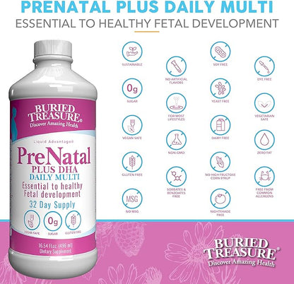 Buried Treasure Prenatal Plus DHA Complete, 16 oz, Natural DHA Omega3 Iron
