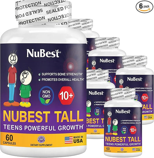 NuBest Tall 10+ - Height Growth Pills for Children (10+) & Teens Who Drink Milk Daily - 6 Pack