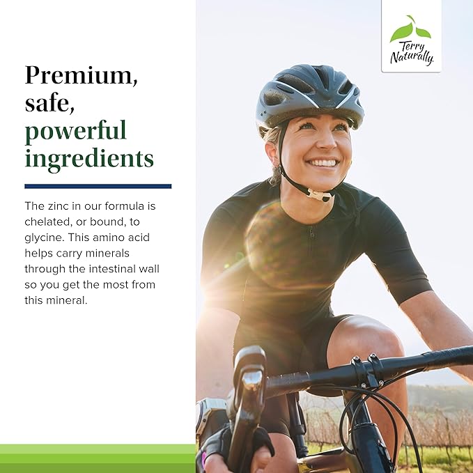 Terry Naturally Zinc Plus Selenium - Immune & Respiratory Health Supplement - Mineral Supplement with Zinc Bisglycinate Chelate - Formula with Selenium for Cellular Health Support - 60 Capsules