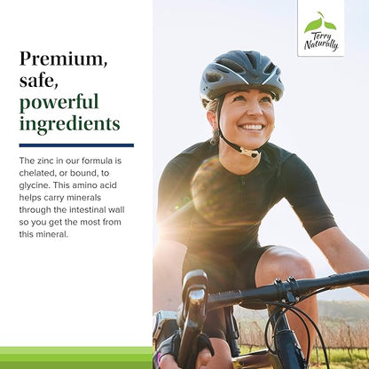 Terry Naturally Zinc Plus Selenium - Immune & Respiratory Health Supplement - Mineral Supplement with Zinc Bisglycinate Chelate - Formula with Selenium for Cellular Health Support - 60 Capsules