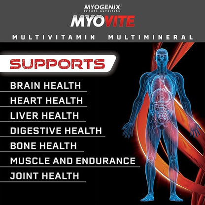 Myogenix Myovite Multivitamins for Athletes - High Performance Vitamins for Men and Women Athletes, Daily Vitamins for Optimum Nutrition, Muscle Function, and General Health, 44 Packets per Box