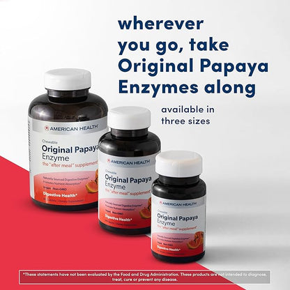 American Health Original Papaya Enzyme Chewable Tablets - Promotes Nutrient Absorption and Helps Digestion - Gluten-Free, Vegetarian - 100 Count, 33 Total Servings