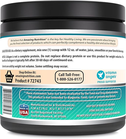 Amazing Formulas Hydrolyzed Collagen with Hyaluronic Acid & Multivitamins Supplement | 30 Servings Powder | 605 Grams | Unflavored
