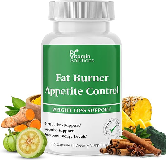 Dr. Vitamin Fat Burner & Appetite Control Weight Loss Supplements for Women & Men - Metabolism Booster w/ L-Carnitine, CLA, Chromium - Appetite Suppressant for Weight Loss - 30 Belly Fat Diet Pills