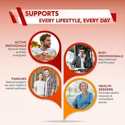 Tart Cherry Elderberry Turmeric Resveratrol - Rich in Antioxidants, Support Joint Health - Made in The USA