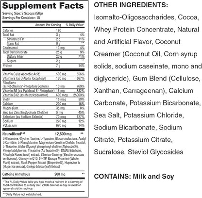 Lean1 Neuro Chocolate, Mental Energy Drink, 15 Serving tub by Nutrition53