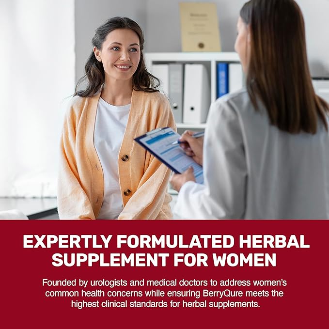 BerryQure Cranberry & D-Mannose Supplements for Women - D-Mannose Pills with Cranberry Juice Powder, Hibiscus Flower & Dandelion Herb Supports Urinary Tract Health - 60 Capsules