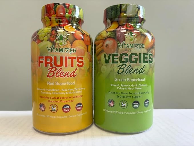 Fruits and Vegetables Supplements With BioPerine, Contains 38 Fruits & Vegetables Super Food Powder Supplements Formula For Overall Health & Nature Energy Boost for Adults Men & Women - Made in USA