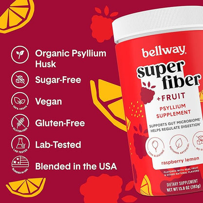 Bellway Super Fiber Powder + Fruit, Raspberry Lemon Super Fiber Gummies