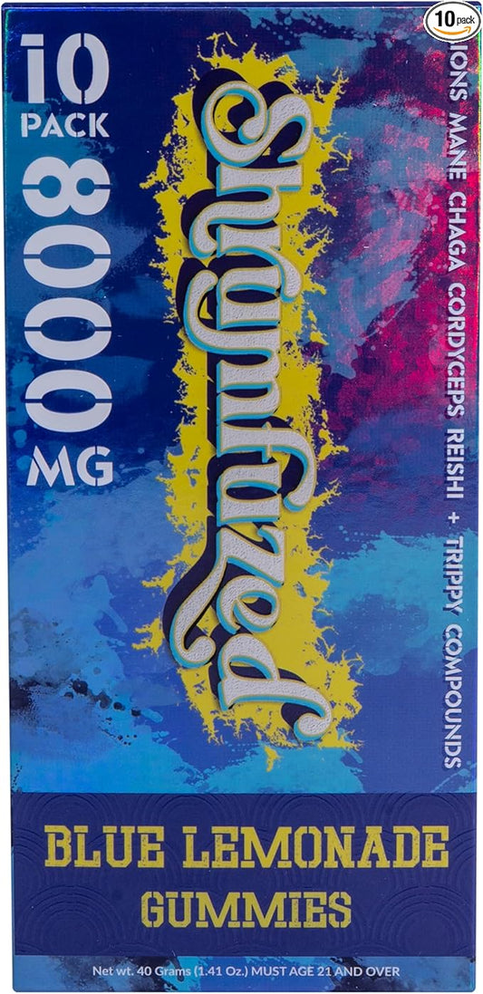 Proprietary Nootropic Gummy 8000mg - Lion's Mane, Reishi, Chaga, and Cordycep Nootropic Tripee Mushroom Blend (10, Blue Lemonade)