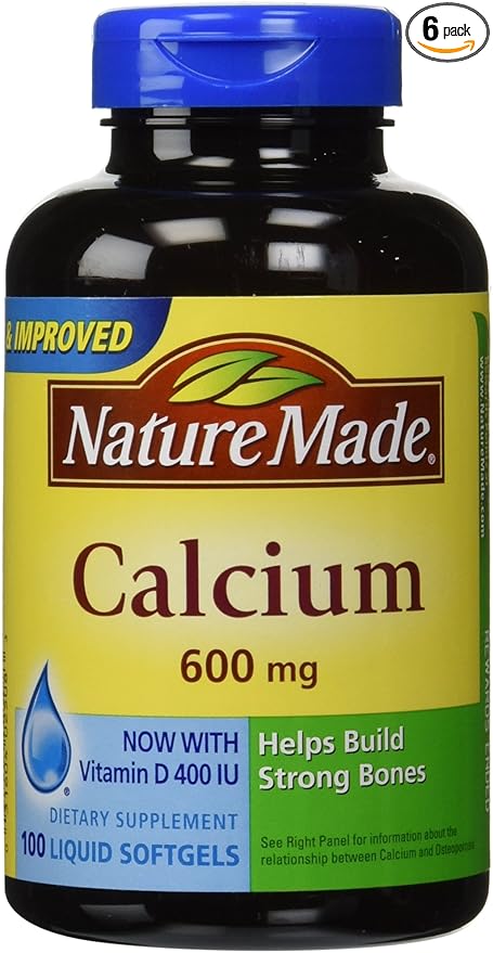 Nature Made Calcium 600 Mg with Vitamin D, 100 Liquid Softgel (6 Pack)