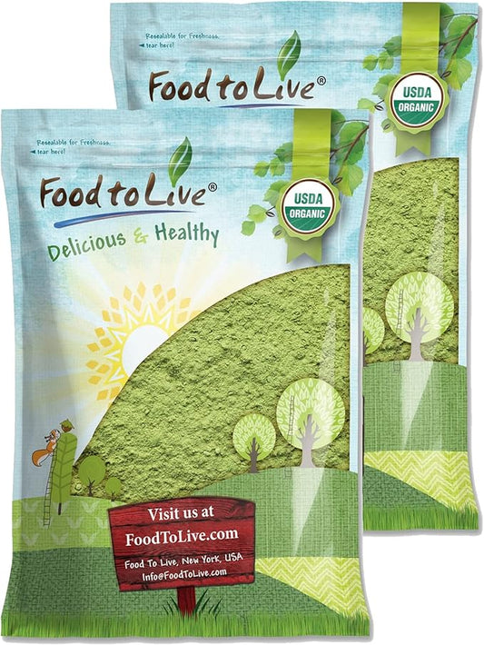 Food to Live Organic SuperGrass Powder Blend – Mixed Alfalfa, Barley Grass, and Wheatgrass Powders. Non-GMO, Pure Superfood, Vegan, Kosher, Bulk. Mixes Well. Perfect for Smoothies, and Shakes