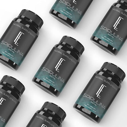 Spirulina Capsules - 90 x 500 mg, High-Potency Plant-Based Superfood, Supplements, Non-GMO Vegetable Cellulose Vegan Friendly Capsules