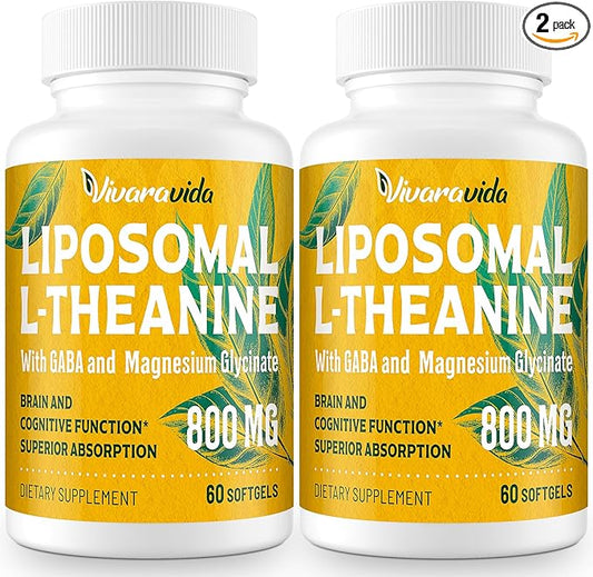 L-Theanine 800mg Supplement with GABA and Magnesium Glycinate - Natural Compound, Sleep and Relaxation (120 Softgels)