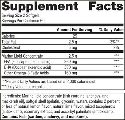 Metagenics OmegaGenics Fish Oil EPA-DHA 720 mg - Omega-3 Fish Oil Supplement - High Potency - for Heart Health, Musculoskeletal Health & Immune System Health* - with DHA & EPA - 120 Softgels