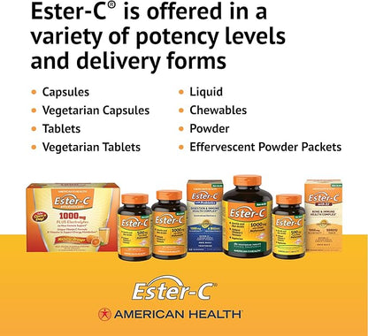 American Health Ester-C with Citrus Bioflavonoids Capsules - Gentle On Stomach, Non-Acidic Vitamin C - 500 mg, 60 Servings, 120 Count