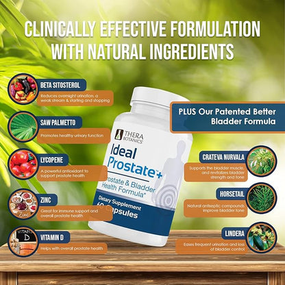 Advanced Men's Prostate Support by Ideal Prostate Plus with Saw Palmetto, Lycopene and More for Natural Relief