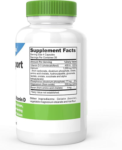 DrFormulas Bone Support 100% DV 1000mg Calcium Supplement Carbonate, Citrate, Gluconate, (not d-glucarate) Chloride with Vitamin D, Magnesium and Boron - 30 Day Supply