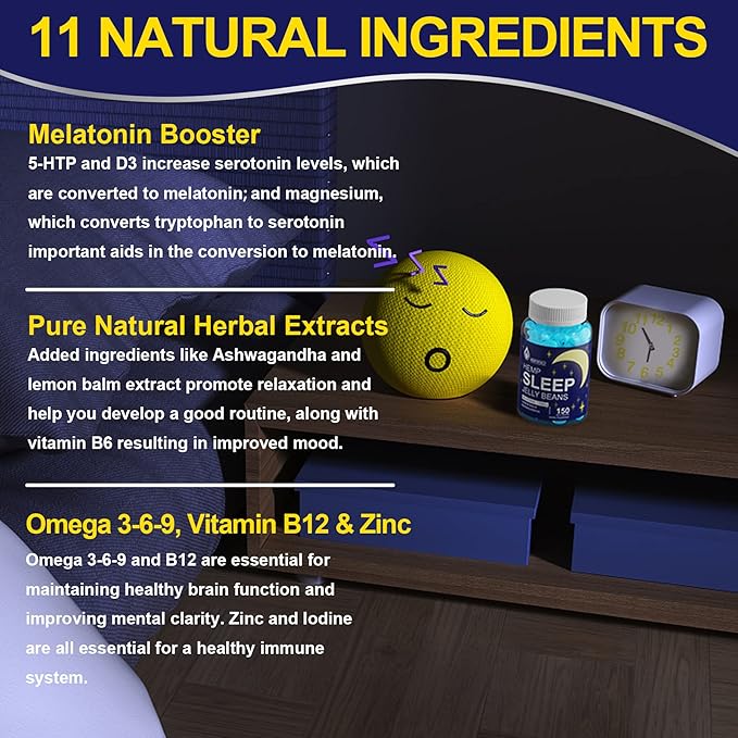 Melatonin 3mg 15mg for The Whole Family with Ashwagandha, 5-HTP, Lemon Balm, Magnesium, B12, B6 Chewable & Low Sugar - for Healthy Rest Cycle, Deep Zzzs, Positive Mood & Brain Health, 150 Counts
