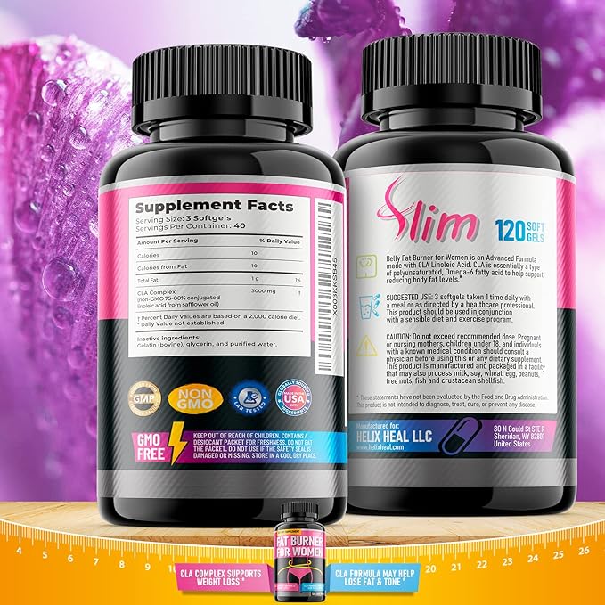 Belly Fat Burner for Women - Weight Loss Pills for Women Stomach Fat | CLA Softgels | Appetite Suppressant & Metabolism Booster | Bloating Relief & Natural Support - Keto Diet Pills 120 Softgels