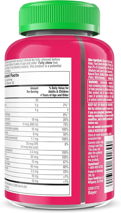 Flintstones Vitamins for Picky Kids + Iron, Kids Multivitamin Gummies with Vitamin C, D, E, B6 and Iron, Gummy Vitamins, Grape Flavored, 60 Gummies
