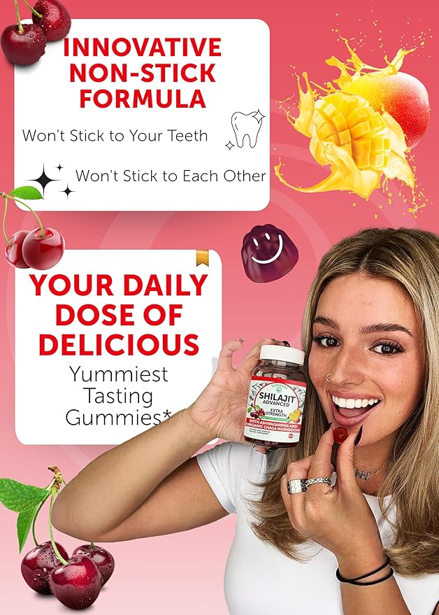 Lunakai USA Made Pure Shilajit Gummies 1200mg with Ashwagandha & Chaga - Himalayan Shilajit for Men & Women, Energy & Vitality Support, 60ct