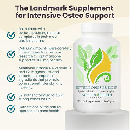 Better Bones Builder - Intensive 32-Ingredient Formula for Women - Build Strong Bones for Life - 30 Day Supply