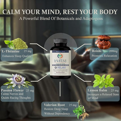 LeVITA8 Premium Reishi Mushroom Sleep Gummies - 100% Natural BlackBerry Flavor - Promotes Calm & Mood Balance for Deep Sleep - 1 Month Supply for Natural Sleep Aid Melatonin-Free