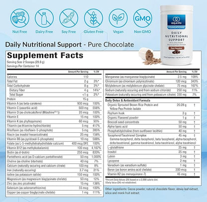 Equilife Daily Nutritional Support, All-in-one Multivitamin Meal Replacement, Pure Chocolate Flavor, with 15g Plant Protein, Supports Energy, Mood, Gut, and Skin Health (14 Servings Tub)