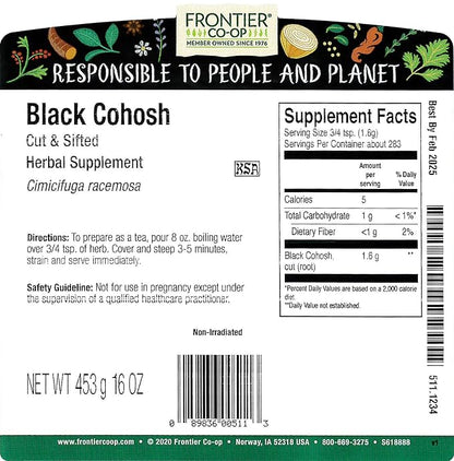 Frontier Co-op Cut and Sifted Wildcrafted Black Cohosh Root 1lb