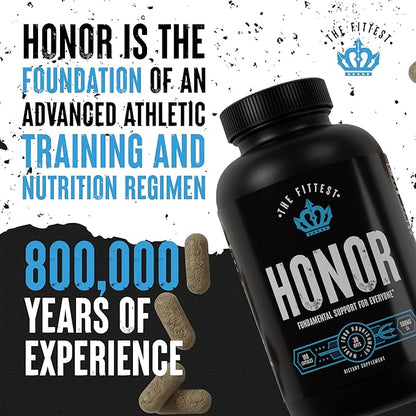 The Fittest Honor Supplement - Supports Energy, Collagen Production and Joint & Bone Health - Grass Fed Liver & Bone Marrow - 180 Capsules