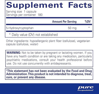 Pure Encapsulations 5-HTP 50 mg | 5-Hydroxytryptophan Supplement for Brain, Eating Behavior, and Serotonin Support* | 180 Capsules