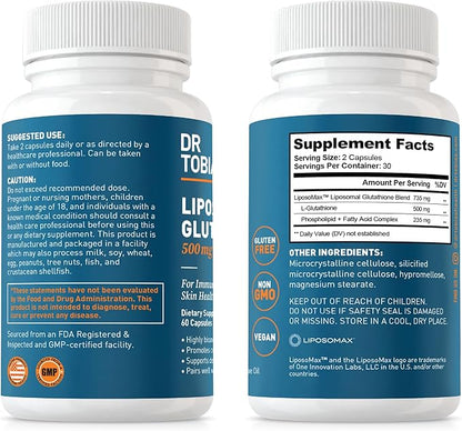 Dr. Tobias Magnesium Bisglycinate and Liposomal Glutathione - Supports Energy, Muscle Function, and Immune Health - Maximum Absorption - Vegan, Non-GMO
