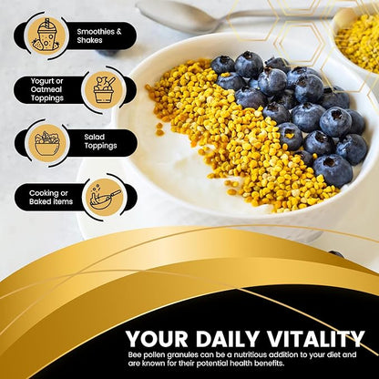 Organic Bee Pollen Granules, 2 Lbs - Bee Pollen Supplement Super Food Packed with Proteins, Vitamins & Minerals, Gluten-Free - Immune Support, Energy Boost and Digestive Wellness, USA Made 2 Packs