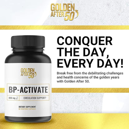 Golden After 50 BP-Activate - Nitric Oxide Supplement with Essential Amino Acids - Blood Circulation and Heart Health Support Supplement - 3 Bottles - 800mg L Arginine, AAKG, L Citrulline