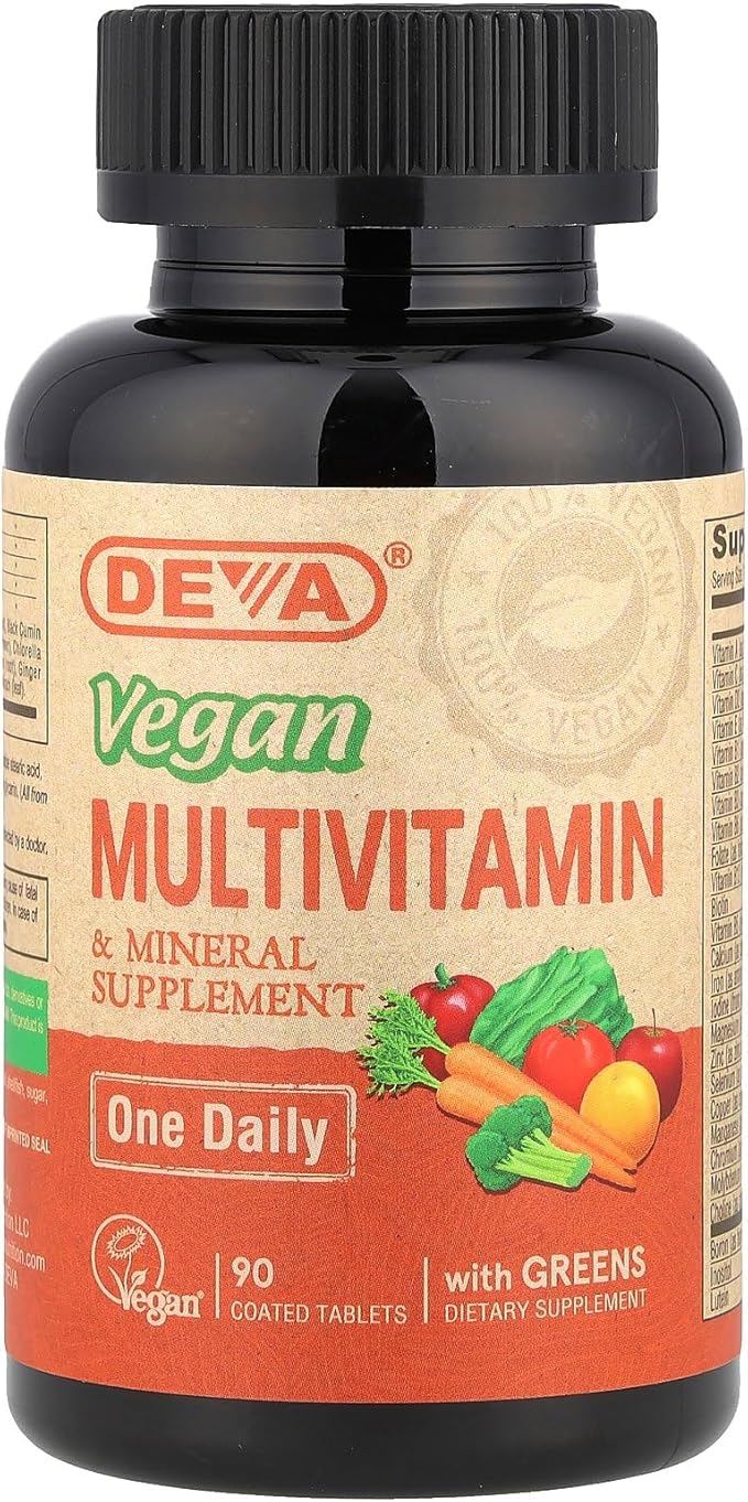DEVA Tiny Tablets Vegan Multivitamins for Women & Men, Multivitamin with Iron, Mineral Supplement, Vitamin C, Vitamin B Complex, Vitamin B12, Vitamin E, Zinc, Gluten Free, 90 Tablets