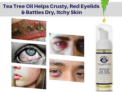 Triglyceride Omega 3 Fish Oil, Heated Eye Mask, Lid and Lash Cleanser Foaming Tea Tree Face Wash Bundle for Eye Health, Provides Relief for Irritated Eyes