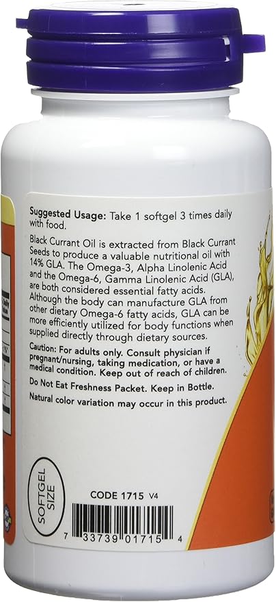 Now Foods Black Currant Oil 500 milligrams - 100 softgels (Pack of 2)