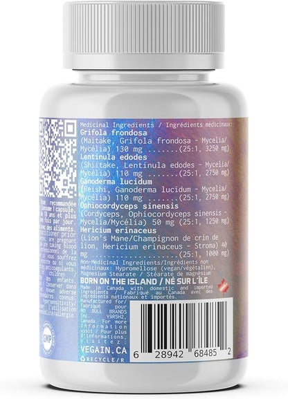 Boost Adaptogenic Mushroom Blend | 60 Servings, High Potency 25:1 Extract | Maitake, Shiitake, Reishi, Cordyceps, Lion's Mane - Supports Stress Reduction, Enhanced Endurance & Energy - 60 Vegan Caps