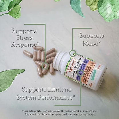 Quantum Health Sleep Immune Melatonin 5mg Support Supplement L Theanine Valerian Root + Elderberry Vitamin C & D Immunity Boost Daily Whole Body Wellness for Women & Men - 30 Capsules
