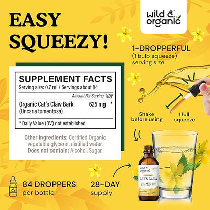 Wild & Organic Goldenseal Tincture 2 fl oz & Cats Claw Tincture 4 fl oz