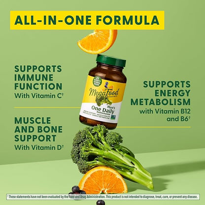 MegaFood One Daily Mens Multivitamins - Multivitamin for Men - Vitamin C, Vitamin D3 & Vitamin B12 - Muscle, Energy Metabolism & Immune Support - Vegetarian, Gluten Free - 60 Tablets, 60 Servings