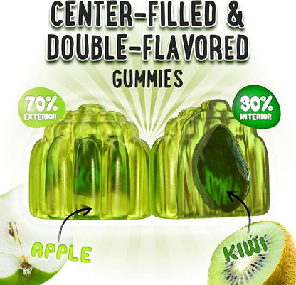 Center-Filled Vitamin D3 K2 Gummies - Kids, Teens & Adults - Supplement for Healthy Teeth, Bone, Energy & Immunity - 5000 IU D3, 120 mcg K2(MK-7), 120 mg Calcium - Vegan & Non-GMO - 60 Count