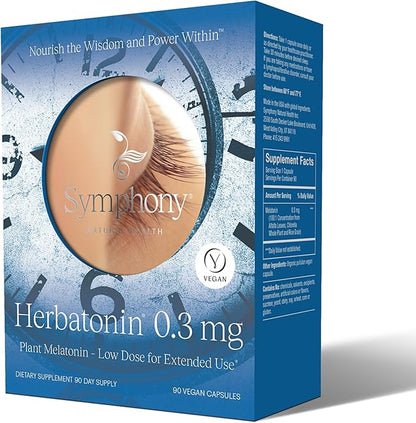Herbatonin 0.3mg – The First Phyto-Melatonin (Natural Plant Melatonin) – 90 Vegan Capsules (90 Day Supply) Low Dose, Natural Sleep Aid and Circadian Rhythm Support (Pack of 1)