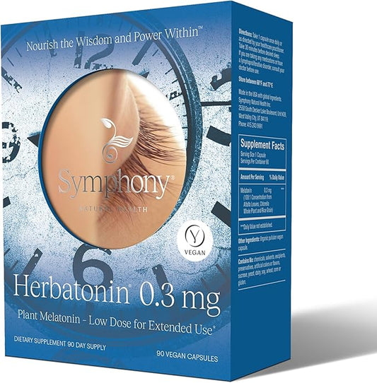 Herbatonin 0.3mg – The First Phyto-Melatonin (Natural Plant Melatonin) – 90 Vegan Capsules (90 Day Supply) Low Dose, Natural Sleep Aid and Circadian Rhythm Support (Pack of 1)