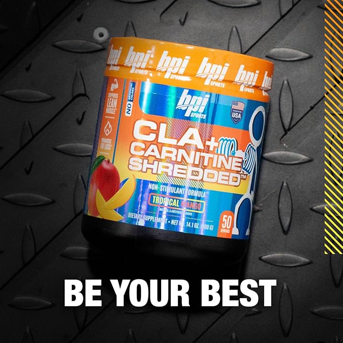BPI Sports CLA + Carnitine Shredded Supports Lean Muscle & Promotes Fat Loss - Tropical Mango (14.1 oz. / 50 Servings)
