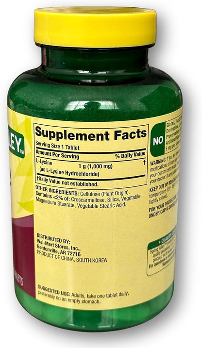 Spring Valley l-lysine 1000mg- 100 Tablets (Pack of 1), Boxed by Fusion Shop Store
