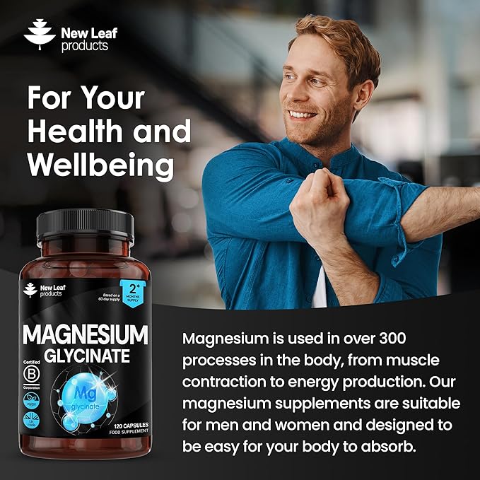 Magnesium Glycinate Supplements - 180 High Strength Capsules - 1040mg of Magnesium Providing 208mg Elemental Magnesium Per Serving - Pure Active Ingredient - UK Manufactured