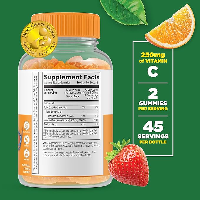 Lifeable Zinc 25mg Kids + Vitamin C Kids, Gummies Bundle - Great Tasting, Vitamin Supplement, Gluten Free, GMO Free, Chewable Gummy